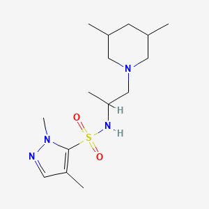 molecular formula C15H28N4O2S B7225338 N-[1-(3,5-dimethylpiperidin-1-yl)propan-2-yl]-2,4-dimethylpyrazole-3-sulfonamide 