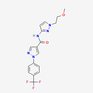 molecular formula C17H16F3N5O2 B7225404 N-[1-(2-methoxyethyl)pyrazol-3-yl]-1-[4-(trifluoromethyl)phenyl]pyrazole-4-carboxamide 