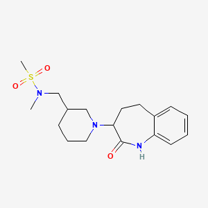 molecular formula C18H27N3O3S B7225452 N-methyl-N-[[1-(2-oxo-1,3,4,5-tetrahydro-1-benzazepin-3-yl)piperidin-3-yl]methyl]methanesulfonamide 
