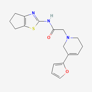 molecular formula C17H19N3O2S B7225467 N-(5,6-dihydro-4H-cyclopenta[d][1,3]thiazol-2-yl)-2-[5-(furan-2-yl)-3,6-dihydro-2H-pyridin-1-yl]acetamide 