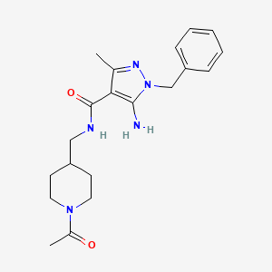 molecular formula C20H27N5O2 B7225470 N-[(1-acetylpiperidin-4-yl)methyl]-5-amino-1-benzyl-3-methylpyrazole-4-carboxamide 