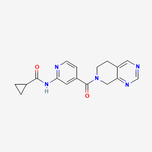 molecular formula C17H17N5O2 B7225534 N-[4-(6,8-dihydro-5H-pyrido[3,4-d]pyrimidine-7-carbonyl)pyridin-2-yl]cyclopropanecarboxamide 