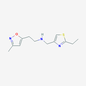 molecular formula C12H17N3OS B7225581 N-[(2-ethyl-1,3-thiazol-4-yl)methyl]-2-(3-methyl-1,2-oxazol-5-yl)ethanamine 