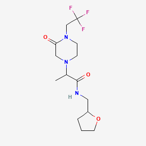 molecular formula C14H22F3N3O3 B7225609 N-(oxolan-2-ylmethyl)-2-[3-oxo-4-(2,2,2-trifluoroethyl)piperazin-1-yl]propanamide 