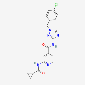 molecular formula C19H17ClN6O2 B7225708 N-[1-[(4-chlorophenyl)methyl]-1,2,4-triazol-3-yl]-2-(cyclopropanecarbonylamino)pyridine-4-carboxamide 