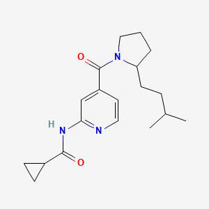 molecular formula C19H27N3O2 B7225776 N-[4-[2-(3-methylbutyl)pyrrolidine-1-carbonyl]pyridin-2-yl]cyclopropanecarboxamide 