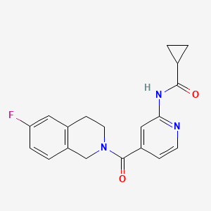 molecular formula C19H18FN3O2 B7225788 N-[4-(6-fluoro-3,4-dihydro-1H-isoquinoline-2-carbonyl)pyridin-2-yl]cyclopropanecarboxamide 