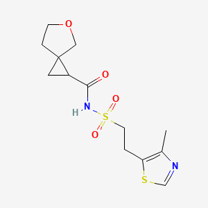 molecular formula C13H18N2O4S2 B7225812 N-[2-(4-methyl-1,3-thiazol-5-yl)ethylsulfonyl]-5-oxaspiro[2.4]heptane-2-carboxamide 