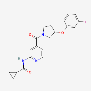 molecular formula C20H20FN3O3 B7225830 N-[4-[3-(3-fluorophenoxy)pyrrolidine-1-carbonyl]pyridin-2-yl]cyclopropanecarboxamide 