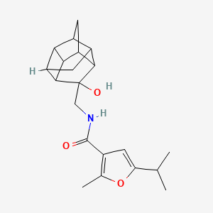 molecular formula C21H27NO3 B7225926 N-[(8-hydroxy-8-pentacyclo[5.4.0.02,6.03,10.05,9]undecanyl)methyl]-2-methyl-5-propan-2-ylfuran-3-carboxamide 