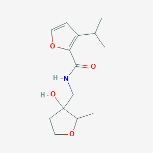 molecular formula C14H21NO4 B7225933 N-[(3-hydroxy-2-methyloxolan-3-yl)methyl]-3-propan-2-ylfuran-2-carboxamide 