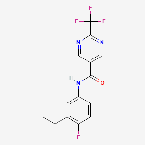 molecular formula C14H11F4N3O B7225955 N-(3-ethyl-4-fluorophenyl)-2-(trifluoromethyl)pyrimidine-5-carboxamide 