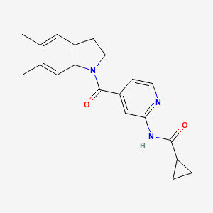 molecular formula C20H21N3O2 B7225960 N-[4-(5,6-dimethyl-2,3-dihydroindole-1-carbonyl)pyridin-2-yl]cyclopropanecarboxamide 