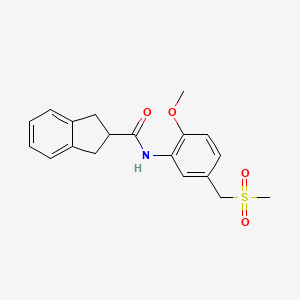 molecular formula C19H21NO4S B7225978 N-[2-methoxy-5-(methylsulfonylmethyl)phenyl]-2,3-dihydro-1H-indene-2-carboxamide 