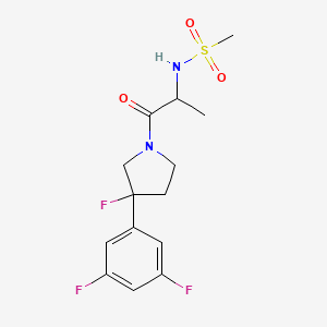 molecular formula C14H17F3N2O3S B7226065 N-[1-[3-(3,5-difluorophenyl)-3-fluoropyrrolidin-1-yl]-1-oxopropan-2-yl]methanesulfonamide 