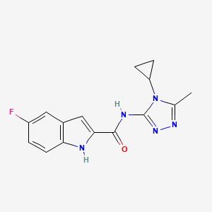 molecular formula C15H14FN5O B7226092 N-(4-cyclopropyl-5-methyl-1,2,4-triazol-3-yl)-5-fluoro-1H-indole-2-carboxamide 