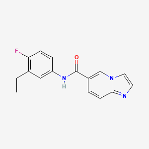 molecular formula C16H14FN3O B7226148 N-(3-ethyl-4-fluorophenyl)imidazo[1,2-a]pyridine-6-carboxamide 