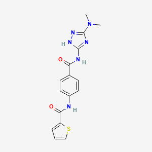 molecular formula C16H16N6O2S B7226155 N-[4-[[3-(dimethylamino)-1H-1,2,4-triazol-5-yl]carbamoyl]phenyl]thiophene-2-carboxamide 