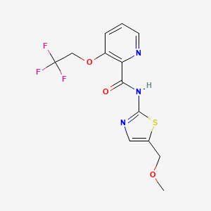 molecular formula C13H12F3N3O3S B7226171 N-[5-(methoxymethyl)-1,3-thiazol-2-yl]-3-(2,2,2-trifluoroethoxy)pyridine-2-carboxamide 