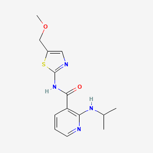 molecular formula C14H18N4O2S B7226183 N-[5-(methoxymethyl)-1,3-thiazol-2-yl]-2-(propan-2-ylamino)pyridine-3-carboxamide 