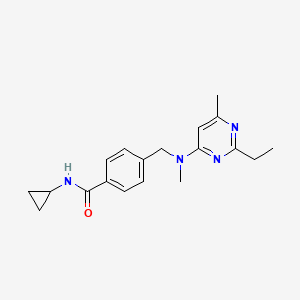 molecular formula C19H24N4O B7226229 N-cyclopropyl-4-[[(2-ethyl-6-methylpyrimidin-4-yl)-methylamino]methyl]benzamide 