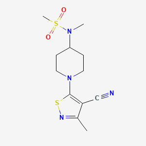 molecular formula C12H18N4O2S2 B7226293 N-[1-(4-cyano-3-methyl-1,2-thiazol-5-yl)piperidin-4-yl]-N-methylmethanesulfonamide 