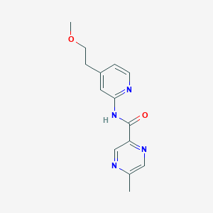 molecular formula C14H16N4O2 B7226332 N-[4-(2-methoxyethyl)pyridin-2-yl]-5-methylpyrazine-2-carboxamide 