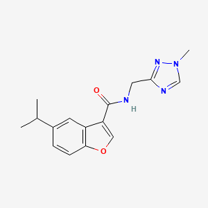 molecular formula C16H18N4O2 B7226514 N-[(1-methyl-1,2,4-triazol-3-yl)methyl]-5-propan-2-yl-1-benzofuran-3-carboxamide 