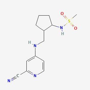 molecular formula C13H18N4O2S B7226528 N-[2-[[(2-cyanopyridin-4-yl)amino]methyl]cyclopentyl]methanesulfonamide 