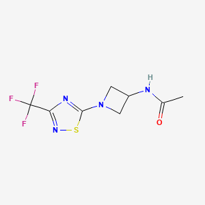 molecular formula C8H9F3N4OS B7226717 N-[1-[3-(trifluoromethyl)-1,2,4-thiadiazol-5-yl]azetidin-3-yl]acetamide 