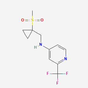 molecular formula C11H13F3N2O2S B7226762 N-[(1-methylsulfonylcyclopropyl)methyl]-2-(trifluoromethyl)pyridin-4-amine 