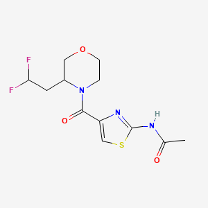 molecular formula C12H15F2N3O3S B7226840 N-[4-[3-(2,2-difluoroethyl)morpholine-4-carbonyl]-1,3-thiazol-2-yl]acetamide 