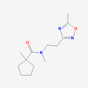 molecular formula C13H21N3O2 B7226849 N,1-dimethyl-N-[2-(5-methyl-1,2,4-oxadiazol-3-yl)ethyl]cyclopentane-1-carboxamide 