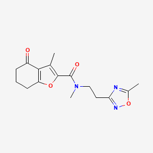 molecular formula C16H19N3O4 B7226851 N,3-dimethyl-N-[2-(5-methyl-1,2,4-oxadiazol-3-yl)ethyl]-4-oxo-6,7-dihydro-5H-1-benzofuran-2-carboxamide 