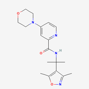 molecular formula C18H24N4O3 B7227022 N-[2-(3,5-dimethyl-1,2-oxazol-4-yl)propan-2-yl]-4-morpholin-4-ylpyridine-2-carboxamide 