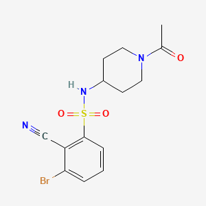 molecular formula C14H16BrN3O3S B7227031 N-(1-acetylpiperidin-4-yl)-3-bromo-2-cyanobenzenesulfonamide 