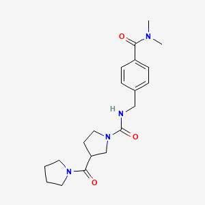 molecular formula C20H28N4O3 B7227037 N-[[4-(dimethylcarbamoyl)phenyl]methyl]-3-(pyrrolidine-1-carbonyl)pyrrolidine-1-carboxamide 