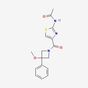 molecular formula C16H17N3O3S B7227043 N-[4-(3-methoxy-3-phenylazetidine-1-carbonyl)-1,3-thiazol-2-yl]acetamide 