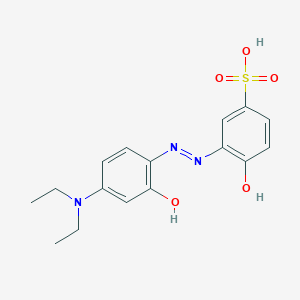 molecular formula C16H19N3O5S B072271 Benzenesulfonic acid, 3-((4-(diethylamino)-2-hydroxyphenyl)azo)-4-hydroxy- CAS No. 1563-01-5