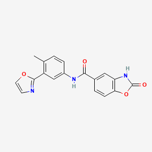 molecular formula C18H13N3O4 B7227172 N-[4-methyl-3-(1,3-oxazol-2-yl)phenyl]-2-oxo-3H-1,3-benzoxazole-5-carboxamide 