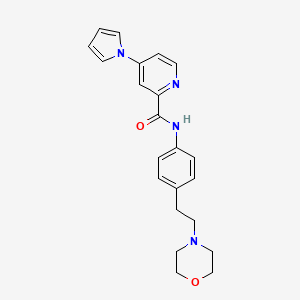 molecular formula C22H24N4O2 B7227173 N-[4-(2-morpholin-4-ylethyl)phenyl]-4-pyrrol-1-ylpyridine-2-carboxamide 
