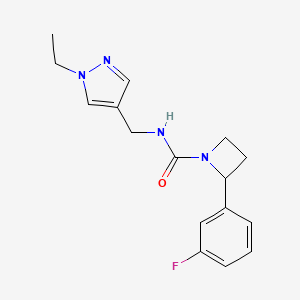 molecular formula C16H19FN4O B7227356 N-[(1-ethylpyrazol-4-yl)methyl]-2-(3-fluorophenyl)azetidine-1-carboxamide 