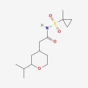 molecular formula C14H25NO4S B7227395 N-(1-methylcyclopropyl)sulfonyl-2-(2-propan-2-yloxan-4-yl)acetamide 