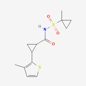 molecular formula C13H17NO3S2 B7227420 N-(1-methylcyclopropyl)sulfonyl-2-(3-methylthiophen-2-yl)cyclopropane-1-carboxamide 