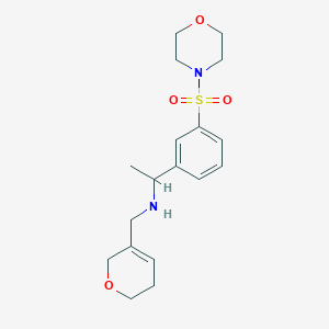 molecular formula C18H26N2O4S B7227423 N-(3,6-dihydro-2H-pyran-5-ylmethyl)-1-(3-morpholin-4-ylsulfonylphenyl)ethanamine 