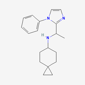 molecular formula C19H25N3 B7227427 N-[1-(1-phenylimidazol-2-yl)ethyl]spiro[2.5]octan-6-amine 