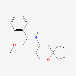 molecular formula C18H27NO2 B7227432 N-(2-methoxy-1-phenylethyl)-6-oxaspiro[4.5]decan-9-amine 