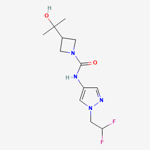molecular formula C12H18F2N4O2 B7227452 N-[1-(2,2-difluoroethyl)pyrazol-4-yl]-3-(2-hydroxypropan-2-yl)azetidine-1-carboxamide 