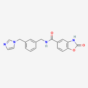 molecular formula C19H16N4O3 B7227488 N-[[3-(imidazol-1-ylmethyl)phenyl]methyl]-2-oxo-3H-1,3-benzoxazole-5-carboxamide 
