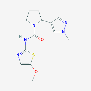 molecular formula C13H17N5O2S B7227531 N-(5-methoxy-1,3-thiazol-2-yl)-2-(1-methylpyrazol-4-yl)pyrrolidine-1-carboxamide 